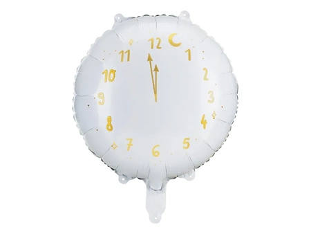 Balon foliowy, biały Zegar, 45 cm