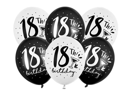 Balony lateksowe 30cm - 18th! Birthday - 50 sztuk