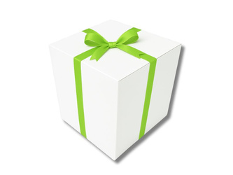 Bielone Pudełko kartonowe - klapowe - 50 x 50 x 50 cm - tasiemka zielona