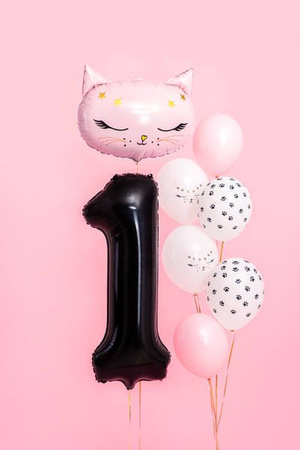 Balon foliowy - Cyfra "1" - Czarny - 86 cm