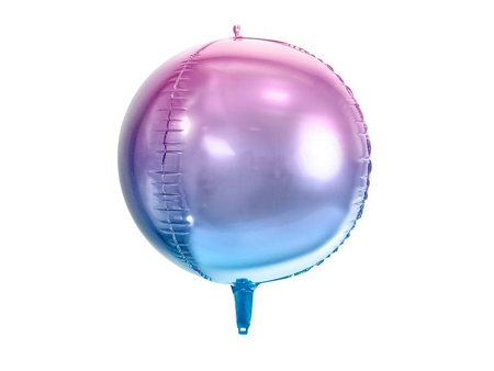 Balon foliowy, Kula Ombre, Fioletowo-Niebieska - 35 cm