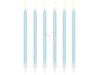 Świeczki urodzinowe, Gładkie, Błękitne - 14cm - 12 sztuk