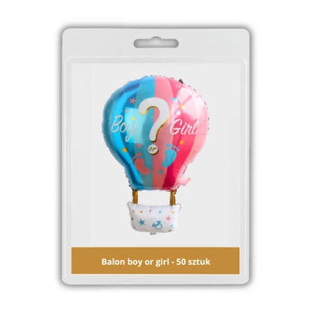 50 x Balon Foliowy - Balon na ogrzane powietrze - Boy or Girl - 52 x 80cm - Purka