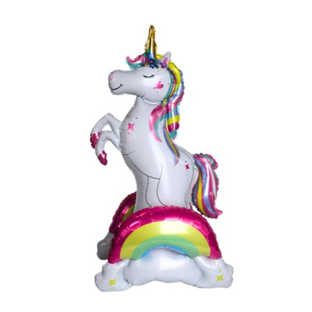 100 x Stojący balon foliowy - Jednorożec na Tęczy 3D - 43x52x94cm - Purka