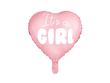 Balon foliowy - Różowe Serduszko - It's a Girl - 45 cm