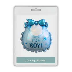 50 x Balon foliowy - It's Boy! - Niebieski śliniaczek - 53 x 62cm - Purka