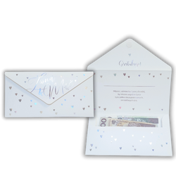 Koperta podarunkowa - Żona & Mąż - Srebrne serduszka