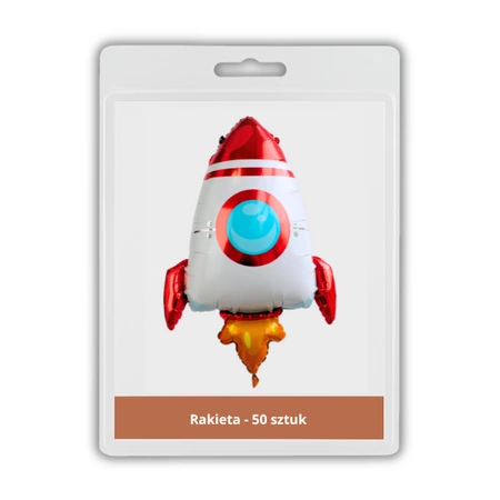 50 x Balon foliowy - Rakieta Kosmiczna - 55.6 x 81.8 cm - Purka