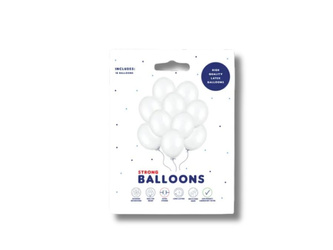 Balony lateksowe 30cm, biały metalizowany, 10 szt.