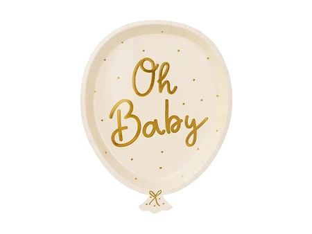 Talerzyki papierowe, Oh baby, 17.5 x 22 cm, 6 sztuk