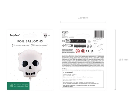 Balon foliowy Czaszka - Halloween - 36 x 41cm