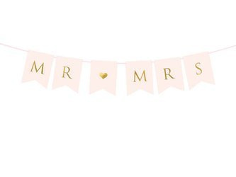 Baner, Mr ♥ Mrs, Jasnoróżowy - 15 x 85 cm