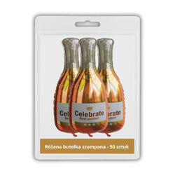 50 x Balon foliowy - Różana Butelka Szampana - 44 x 91cm - Purka