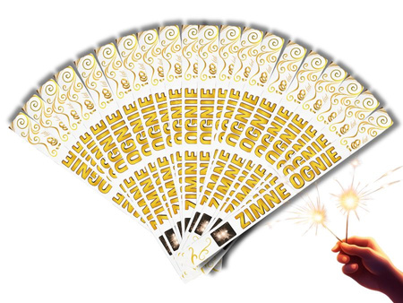 ZESTAW 100 sztuk + 20 gratis - PIĘKNIE ZDOBIONE WESELNE ZIMNE OGNIE 70 cm