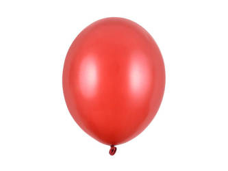 Balony lateksowe 30cm, czerwony metalizowany, 3 szt.