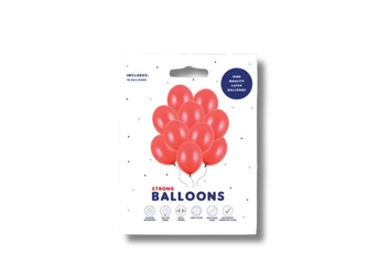 Balony lateksowe 30cm, czerwony metalizowany, 10 szt.