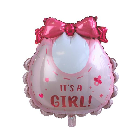 50 x Balon foliowy - It's Girl! - Różowy Śliniaczek - 53 x 62cm - Purka