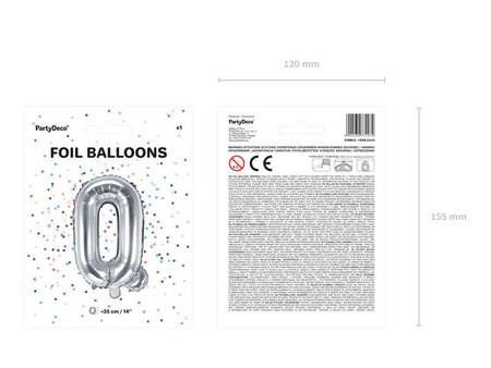 Balon foliowy - Litera "Q" - Srebrna - 35 cm