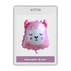 50 x Balon foliowy - Głowa Alpaki - 44.5 x 58 cm - Purka