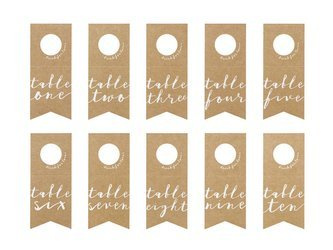 Numery na stół, Zawieszki na butelki - 8 x 18,5 cm - 10 sztuk