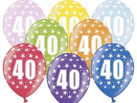 Balony Strong 30cm, 40th Birthday, Metallic Mix - 50 sztuk