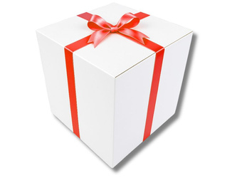 Bielone Pudełko kartonowe - klapowe - 60 x 60 x 60 cm - tasiemka czerwona