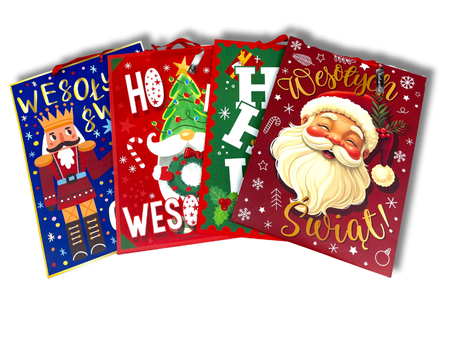 Torebka prezentowa, Świąteczna, Wesołych Świąt, 40,6 x 55,8 x 20,3 cm