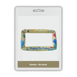 50 x Balon foliowy - Ramka Urodzinowa - Happy Birthday - 59 x 80cm - Purka