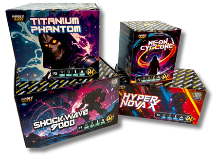 ZESTAW SYLWESTROWY PREMIUM 1900 PLN, DANGER HOBBY, 4 WYRZUTNIE