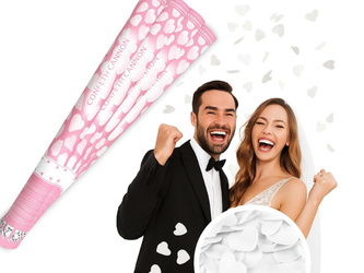 Tuba Konfetti - Białe Serca - 60 cm