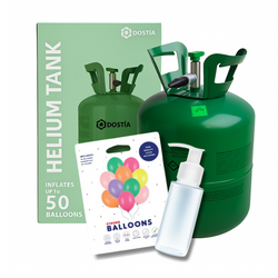 Butla z helem do 50 balonów, DOSTIA - 13.3L - 0.40 m3 + Uszczelniacz 50ml + Balony 23cm