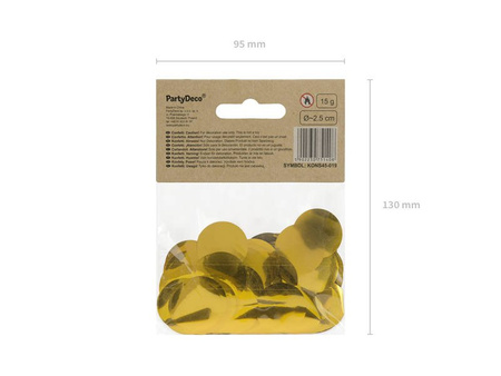 Konfetti metalizowane, Kółka, Złote - 15g