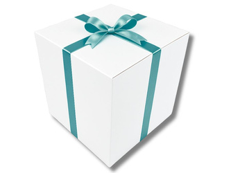 Bielone Pudełko kartonowe - klapowe - 60 x 60 x 60 cm - tasiemka turkusowa