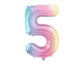 Balon foliowy - Cyfra 5 - Kolorowa - 86cm