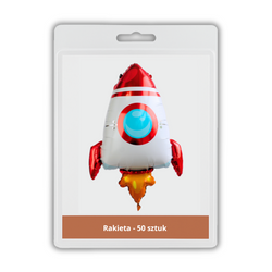 50 x Balon foliowy - Rakieta Kosmiczna - 55.6 x 81.8 cm - Purka