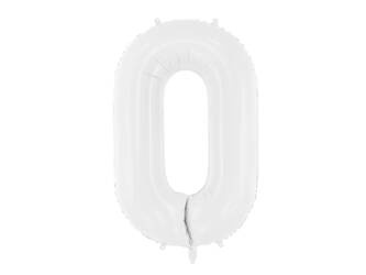 Balon foliowy - Cyfra 0 - Biały - 86 cm