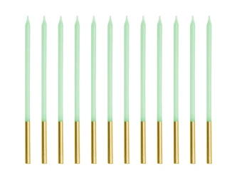 Świeczki urodzinowe - Gładkie - Jasny Zielony - 14 cm - 12 szt.