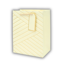 Torba prezentowa, Tłoczona, Kremowa - 26x32x12cm