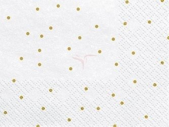 Serwetki papierowe, Białe, Złote Kropki - 33 x 33cm - 20 sztuk