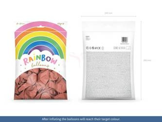 Balony metalizowane 23cm, Rainbow, Różowe złoto - 100 sztuk