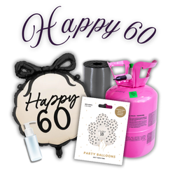 Zestaw HAPPY 60 - 7 balonów, Wstążka, Uszczelniacz, Butla z helem