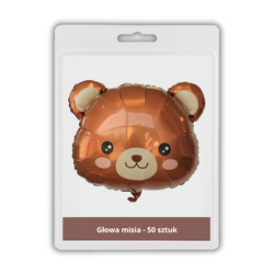 50 x Balon foliowy - Głowa Misia - 58x61cm - Purka