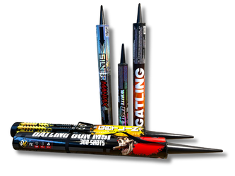 ZESTAW SYLWESTROWY 5 x GATLING SHOOTER, WYRZUTNIA RZYMSKICH OGNI