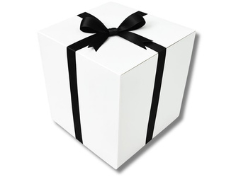 Bielone Pudełko kartonowe - klapowe - 60 x 60 x 60 cm - tasiemka czarna