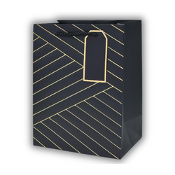 Torba prezentowa, Tłoczona, Czarna - 26x32x12cm