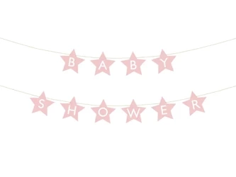 Baner papierowy, Baby shower, Jasnoróżowy - 290 x 16.5cm
