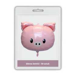 50 x Balon foliowy - Głowa Świnki - 54 x 58 cm - Purka