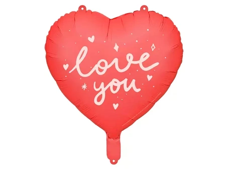 Balon foliowy, Serce, I Love You, Czerwony - 45 cm