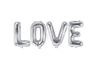 Balon foliowy, Love, Literki, Srebrny - 140 x 35 cm