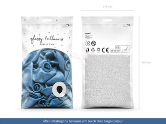 Balony lateksowe 30cm, Glossy, Niebieskie - 50 sztuk